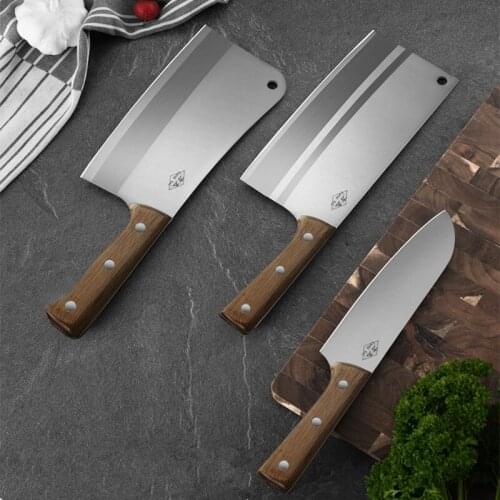Traditional Chinese Style Kitchen Multipurpose Knives Set Household Cooking Knife Chopper Slicer Utility Chef Santoku Knives Set