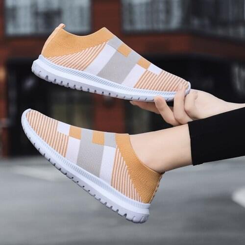 TYDZSMT Womens Casual Vulcanized Shoes Ladies Mesh Sneakers Gingham Flat Light Slip on Female Footwear Size 43 Feminino Zapatos