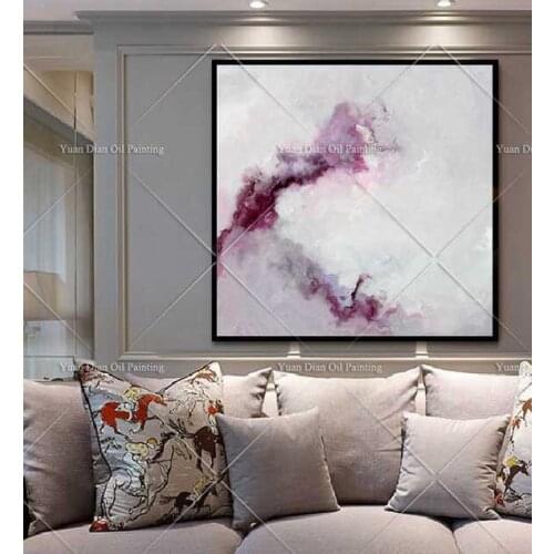 V Purple Shape Storm Handpainted Abstract Landscape Oil Painting On Canvas Wall Art Brush Painting For Living Room Home Decor