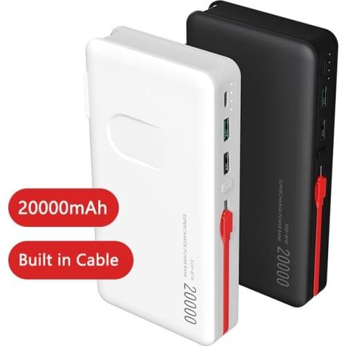 20000mAh Power Bank Outdoor Power Supply PD 87W for Notebook Laptop Powerbank Built in Cable For iPhone Xiaomi QC3.0 Fast Charge