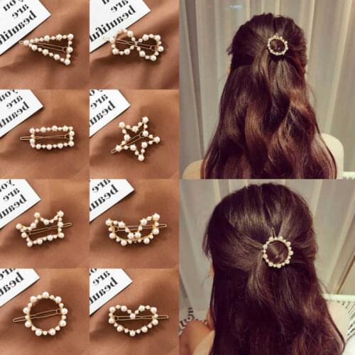 Fashion Hairpin Stick Women Clip Pearl Snap Barrette Hair Accessories