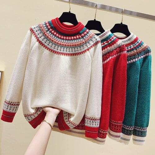 Winter Women Sweater Jumpers Long Sleeve Slowflake Casual Pull Sweaters Christmas Knitwear Girls Red jersey mujer invierno