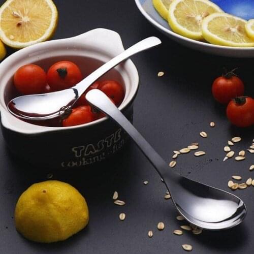 1 PC Stainless Steel Soup Ice Cream Frozen Drinks Spoons Silver Earl Round Bottom Count Portable Spoons Thick Spoon Tableware