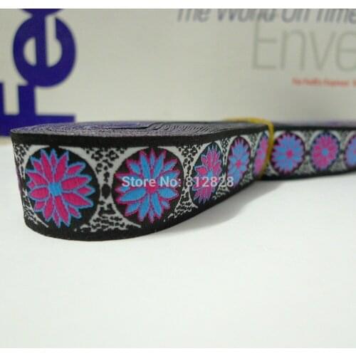 10 Meters 7/8'' 22mm Hot Pink Daisy Flower Adjustable Headbands Woven Jacquard Ribbon