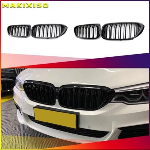 2PCS Car Racing Grill Meteor Diamond Star Style Front Kidney Grille Bumper For BMW 5 Series G30 G31 G38 520i 530i 540i 2018 2019