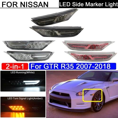 For Nissan GTR R35 2007-2017 LED Side Marker Light DRL Running Lamp Front Amber