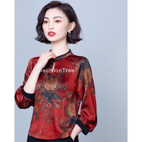 2021 chinese cheongsam silk vintage qipao shirt women blouse chinese traditional top traditional chinese clothing for women