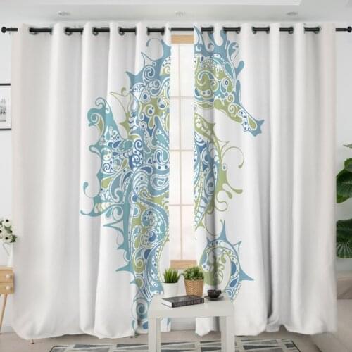 3D Window Curtains Cortinas De Dormitorio Sea Horse Print Animals Room Home Decor Rideau De Fenetre Drapes Cotinas Rideau Salon