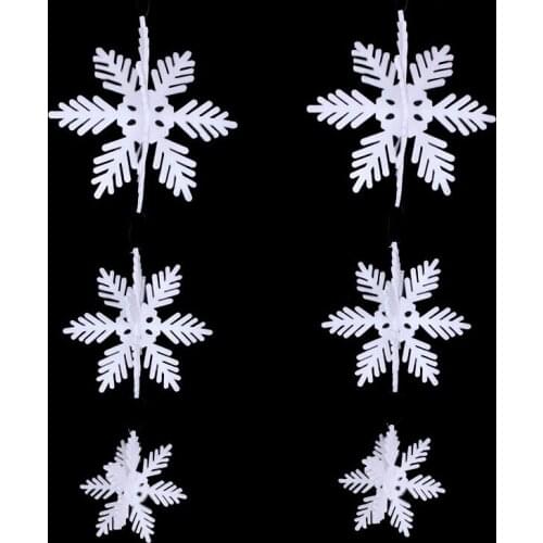 6pcs/lot Mixed size 3D White Plastic Snowflake Shape Hanging Accessories For Christmas Tree Home Window XMAS Party Decoration