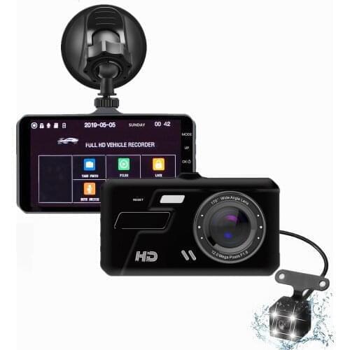 Car DVR 4 Inch Touch 1080P Camera Dash Cam Video Recorder Tachograph Recorder Dual-Screen Dash Cam IR Night Vision Camera