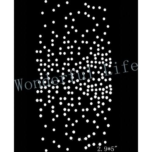Free Shipping short line dots hotfix rhinestones strip Heat transfer design iron on motifs DIY motif