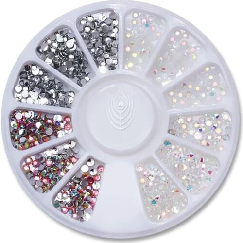 Shining Rhinestone For Nails 3D Nail Art Decorations Mixed Size Small Irregular Crystal Beads In Wheel DIY Manicures Tips