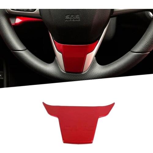 Car Steering Wheel Cover Interior Trim Panel for 10Th Gen Honda Civic 2020 2019 2018 2017 2016 LHD Red ABS Chrome