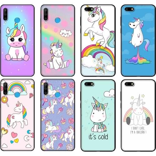Black tpu Case For Huawei Honor 20 Lite 10 10i 20S 30S 30 Case Honor 7A 5.45 7s 7C 5.7 Case Cover Cute unicorn horse