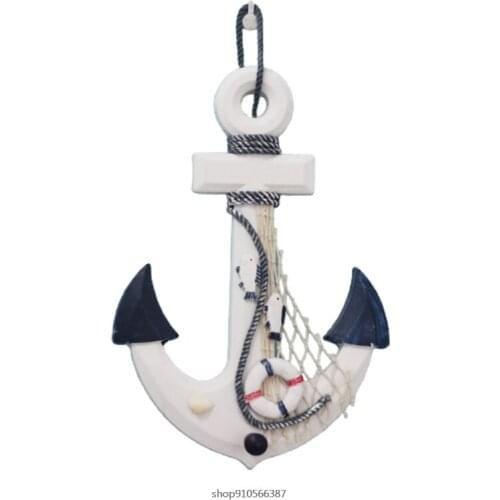 Beach Mediterranean Style Wooden Arrow Wall Hanging Ornament Crafts Nautical Pendant Hook with Rope Rustic Home Decor whoelsales