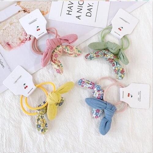 Kids girls hand tied super elastic hair bands cords cute bonny ear hair rubber ponytail holder