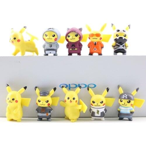 Action 10 Pcs/set Pikachu Cosplay Figurines 4CM Pokemon Mini Pikachu Model Toys For Children Birthday Cake Decor Collectible Toy