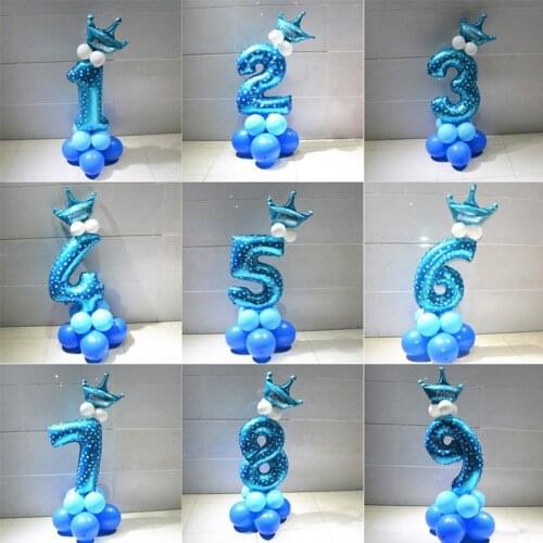 YORIWOO 15pcs Baby Birthday Balloons Blue Pink Number Foil Balloon 1 2 3 4 5 6 7 8 9 Years Happy Birthday Party Decorations Kids