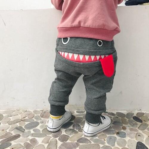 Cotton Fish Baby Pants Toddler Kids Boys Girls Cartoon Tongue Harem Trousers Children Cotton Long Pants Одежда Для Мальчиков