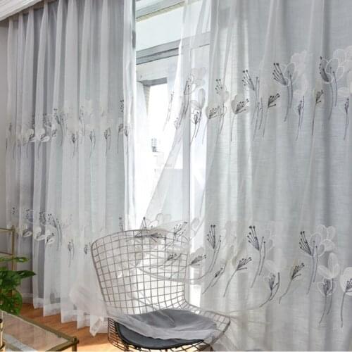 Idyllic Small Fresh Cotton Embroidered Screens Stylish Minimalist Living Room Bedroom Bay Window Curtains