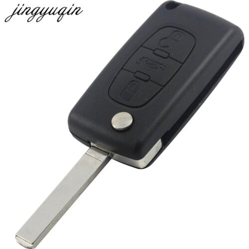 Jingyuqin 10X Flip Remote Key Shell for CITROEN C3 C4 Hatch Coupe VTR Berlingo C6 C8 Peugeot 407 306 3BTN Folding Key Case