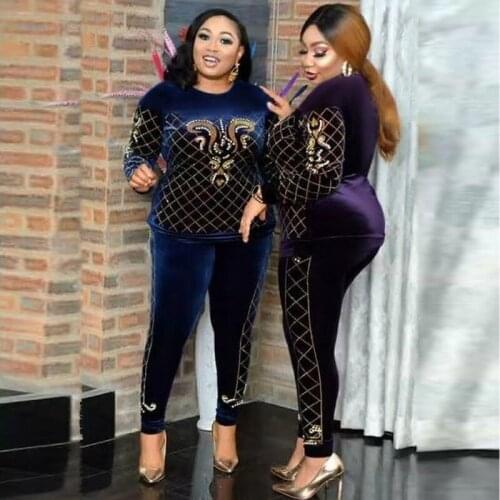 2 Two Piece Set Women 2021 Spring Autumn Fashion Africa Suit Top And Pants Super Elastic African Sets For Lady African Clothes