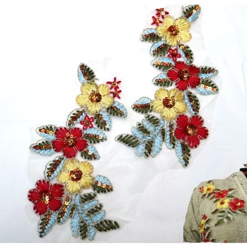 Colorful flower embroidery Patches for Clothing Fashion sew on floral parches Appliques Decoration Badge craft accessories