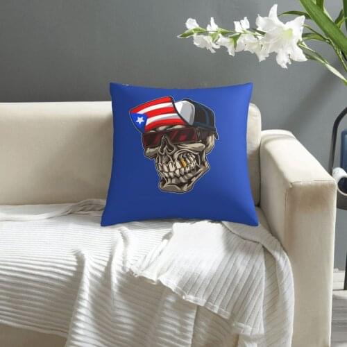 Cool Puerto Rican Skull With Cap And Puerto Rico Flag pillowcase printed cushion cover sofa waist pillow pillow cover