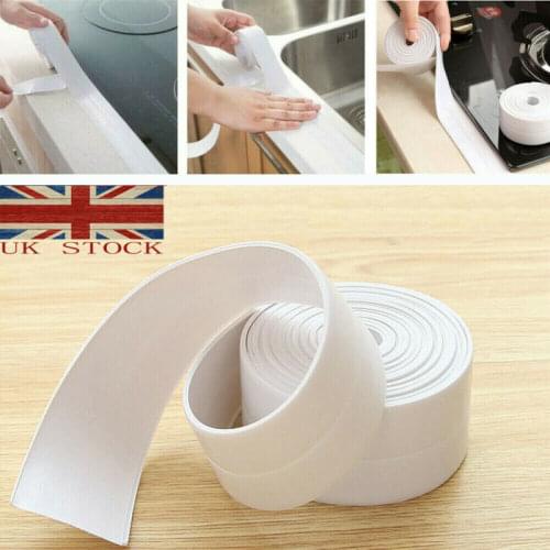 1 Roll Bathroom Shower Sink Bath Sealing Strip Tape White PVC Self Adhesive Waterproof Caulk Wall Sticker for Bathroom Kitchen