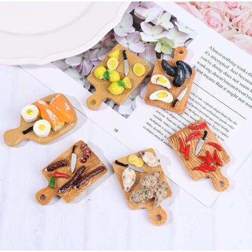 Mini 1/6 Miniature Dollhouse Fried Egg Chili Cutting Board For Blyth Barbies Doll House Play Kitchen Ice Cream Accessories Toy