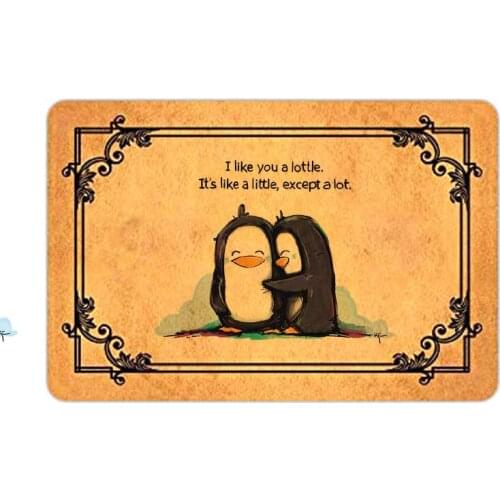 I Like You A Lottle Penguins Door Mat - Doormat Rubber Non-Slip Entrance Rug Floor Mat Balcony Mat Funny Home