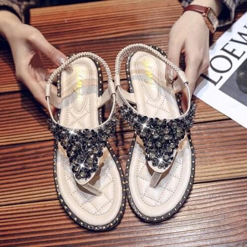 Fashion Women Sliders 2021 Style Big Size 35-43 Female Slipper Outdoor Non-slip Wear Resitant Rhinestone Peep Toe Womens Slipper