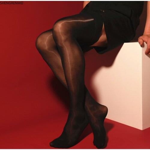SHENGRENMEI Man Fetish Stockings Sexy Shiny Stockings Men Gloss Transparent Stocking Exotic Mens Lingerie for Husband Gay gift