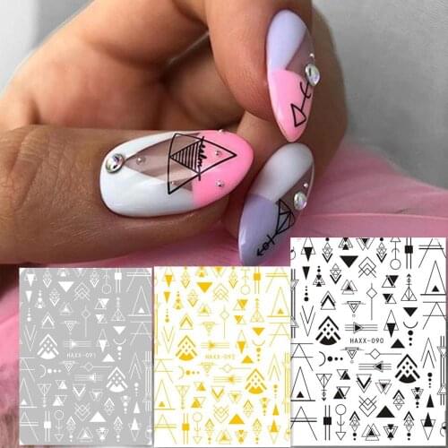 Newest hanyi 90 91 92 design 3d nail sticker Japan Korea type DIY decal decoration tools for nail accessory