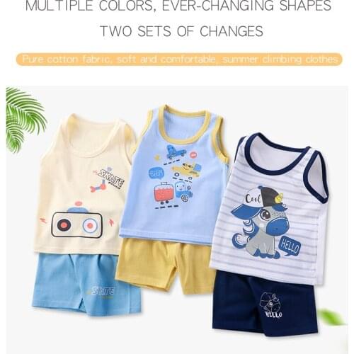 New Baby Boys Clothes Stripe Clothing 2 Pcs Vest+Shorts Sports Suit for Children Casual O-neck Kids Clothing Sets