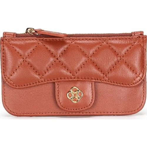 Novelty Sheepskin Ringer Wallets Lady Small Fragrance Soft Leather Coin Purses Zipper Drivers License Multi-Function Card Bags