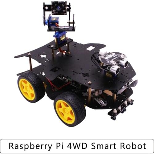 New 4WD Smart Robot with WIFI Camera Programmable Electronics Car kit for Raspberry Pi 4B/3B+(Not Include Battery)