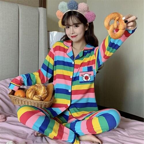 PyjamasSleeve SleepwearWomen Pajamas Set Female Ladies Home Leisure Suit Autumn Printed Long Casual Homewear