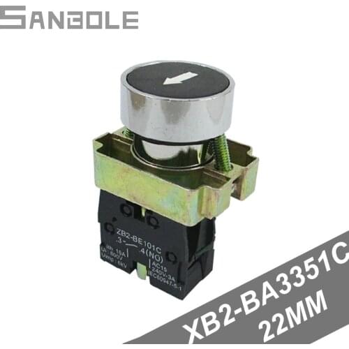 Flat Round White Arrow Symbol Black Reset Push Button Switch 10A Momentary XB2-BA3351C Normally Open (4PCS)