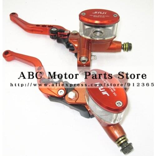 Disc Brake Lever Left and Right for Electric motorcycle scooter Hydraulic clutch Brake Hand Lever CNC aluminum Orange colour