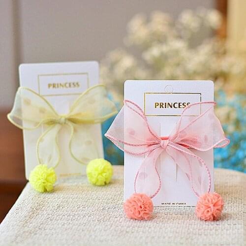 Big Chiffon Bows Hair Clips for Girls 2pcs/set Dots Patterm Ball Barrettes Kids Velvet Hairpins Ornaments Hair Accessories