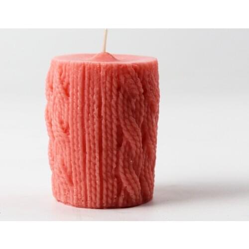 Nicole Silicone Candle Mold Cylindrical with Sweater Pattern Handmade Soap Making Mould