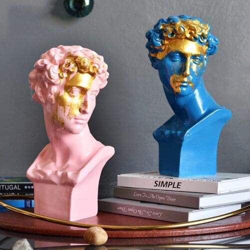 MODERN CREATIVE GOLD INK SPLASH APOLLO HEAD STATUE HOME DECOR CRAFTS ROOM DECORATION OBJECTS OFFICE RESIN CHARACTER FIGURINES