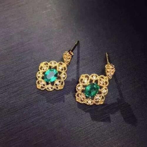 Natural And Real Emerald earrings classic fine Jewelry women wedding wholesale gift 925 sterling silver Earring