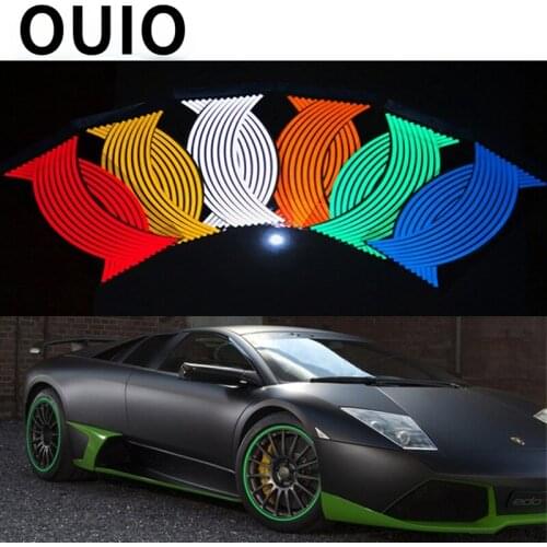 OUIO 1set Car Wheel Reflective Rim Tape Stickers Auto For Hyundai Creta I30 IX35 Volkswagen Polo VW Golf 4 7 5 Tiguan Kia Rio