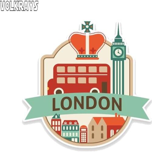 Volkrays Interesting Car Sticker Travel London UK England Accessories Reflective PVC Decal for Motorcycle Octavia Gt,12cm*12cm