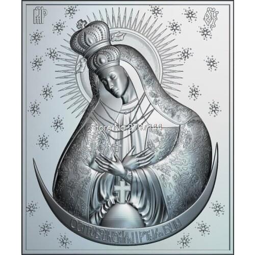 High quality New 3D model for cnc Our Lady of the Gate of Dawn 3D carved figure sculpture machine in STL file Religion
