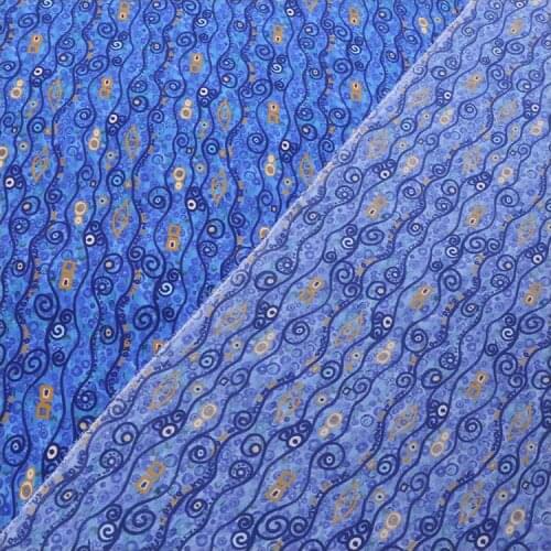 1 Meter Blue Special Eyes Summer Printing Crepe De Chine Fashion Top Silk Fabric