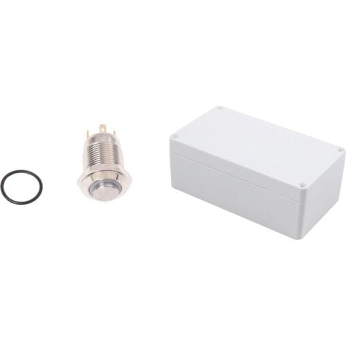 1 Pcs 3V Push Button Switch Doorbell Button Blue LED 12 mm & 1 Pcs ABS Plastic Electronic Housing Box Connection Box