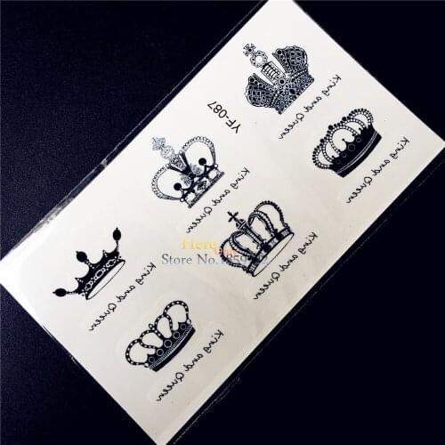 1PC Fashion Queen Crown Little Black Tattoo Makeup Party Summer Style Tattoo Stickers HYF-087 Beach Beauty Flash Tatoo Selfie